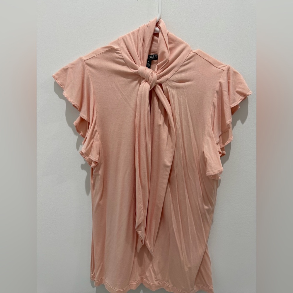 Ralph Lauren Blush Tie-Front Blouse